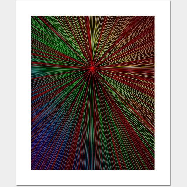 A colorful hyperdrive explosion - rainbow colors with red highlights version Wall Art by DaveDanchuk